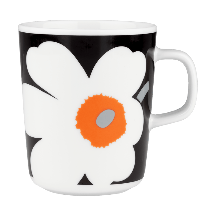 Unikko mug 25 cl, White-black-orange Marimekko