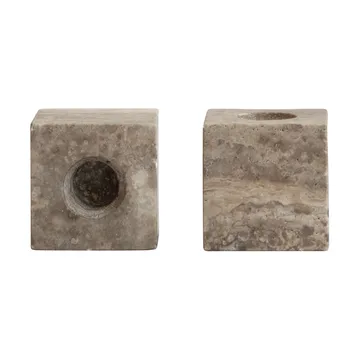 Cube candle holder 2-pack - Silver Travertine - 101 Copenhagen