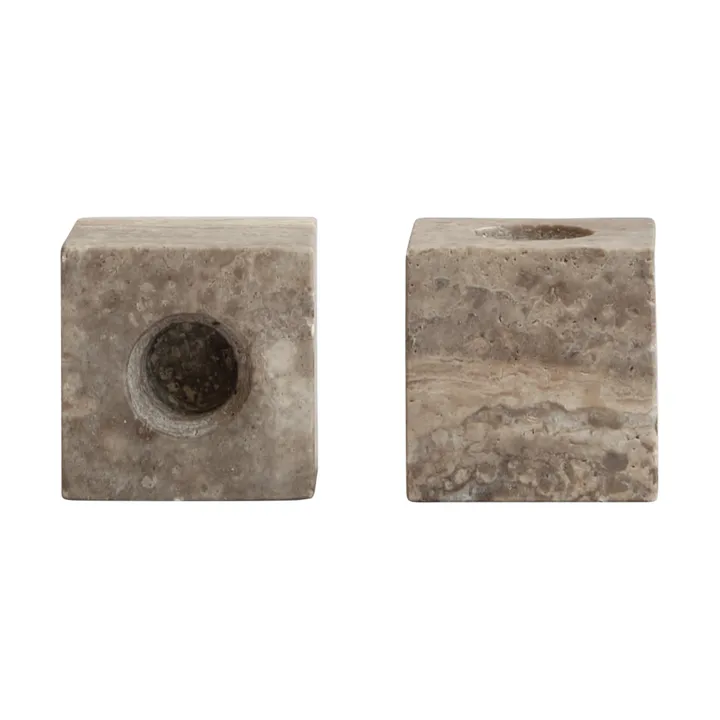 Cube candle holder 2-pack - Silver Travertine - 101 Copenhagen