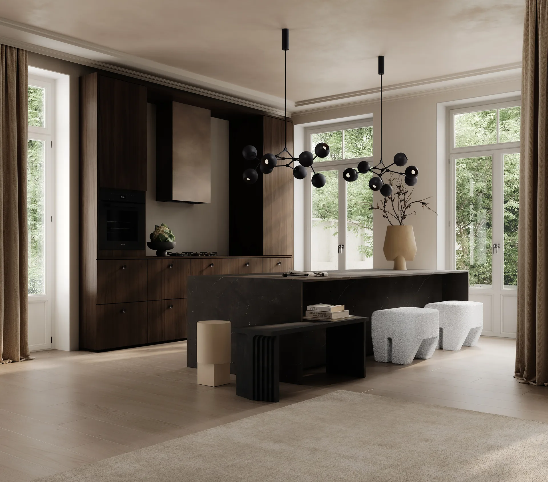 Drop Chandelier Globe chandelier mini, Burned black 101 Copenhagen