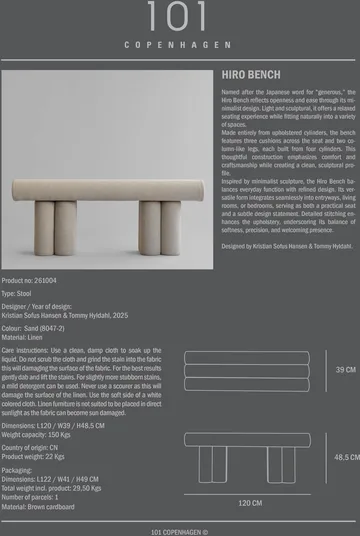 Hiro bench with seat - 101 Copenhagen