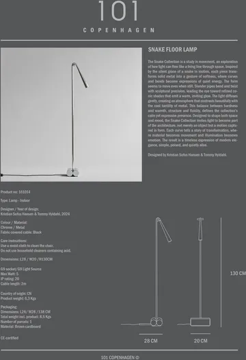 Snake floor lamp - Chrome - 101 Copenhagen