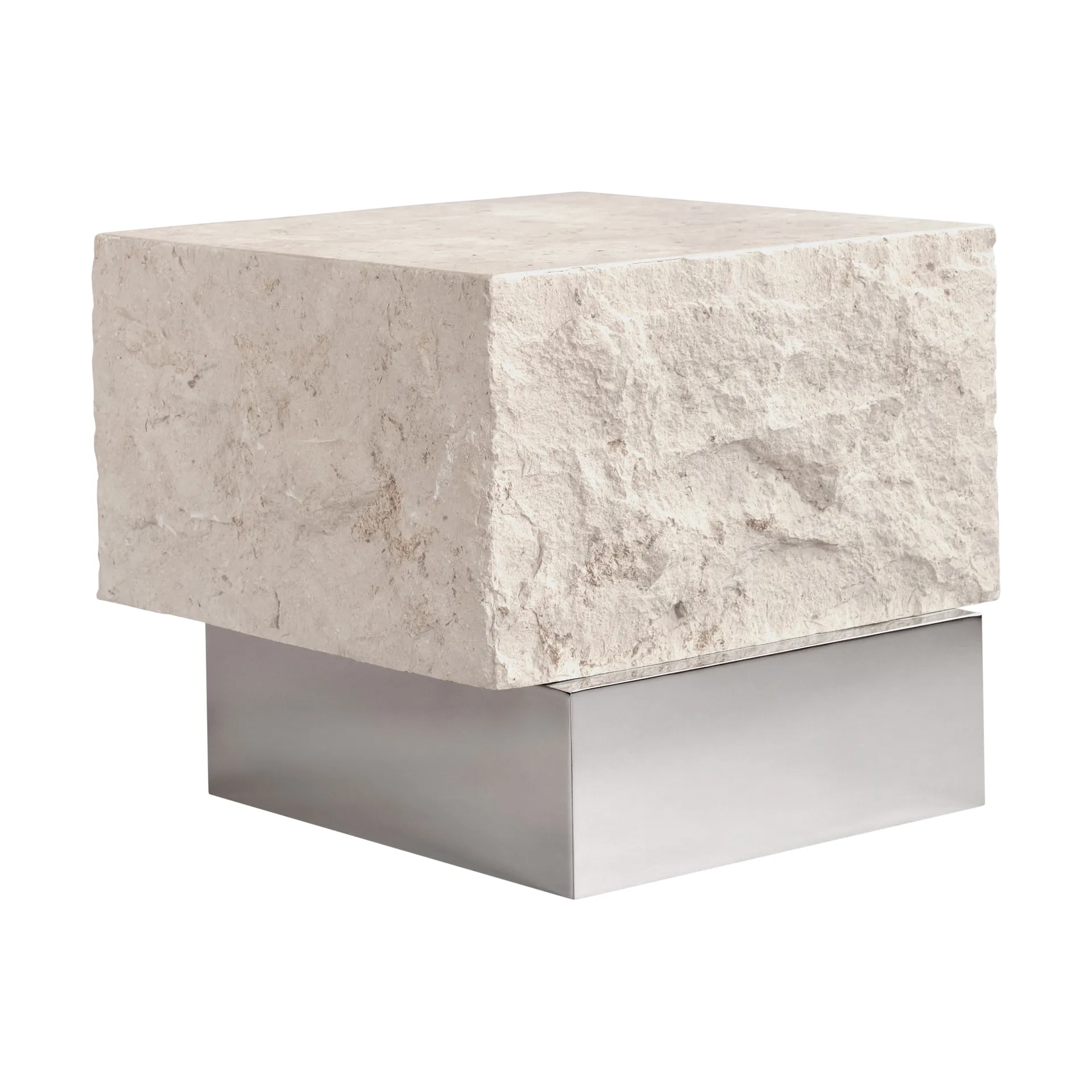 Temple side table low 42x40 cm, Chrome-limestone 101 Copenhagen