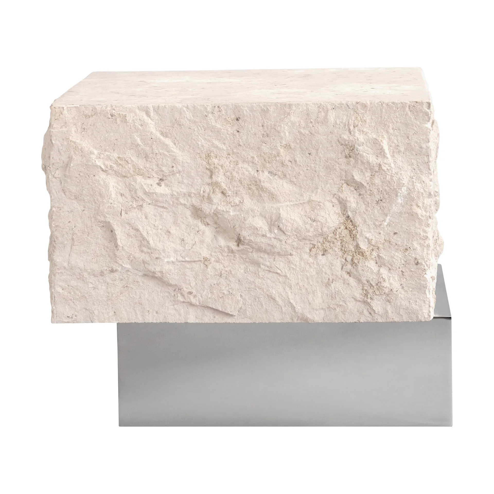 Temple side table low 42x40 cm, Chrome-limestone 101 Copenhagen