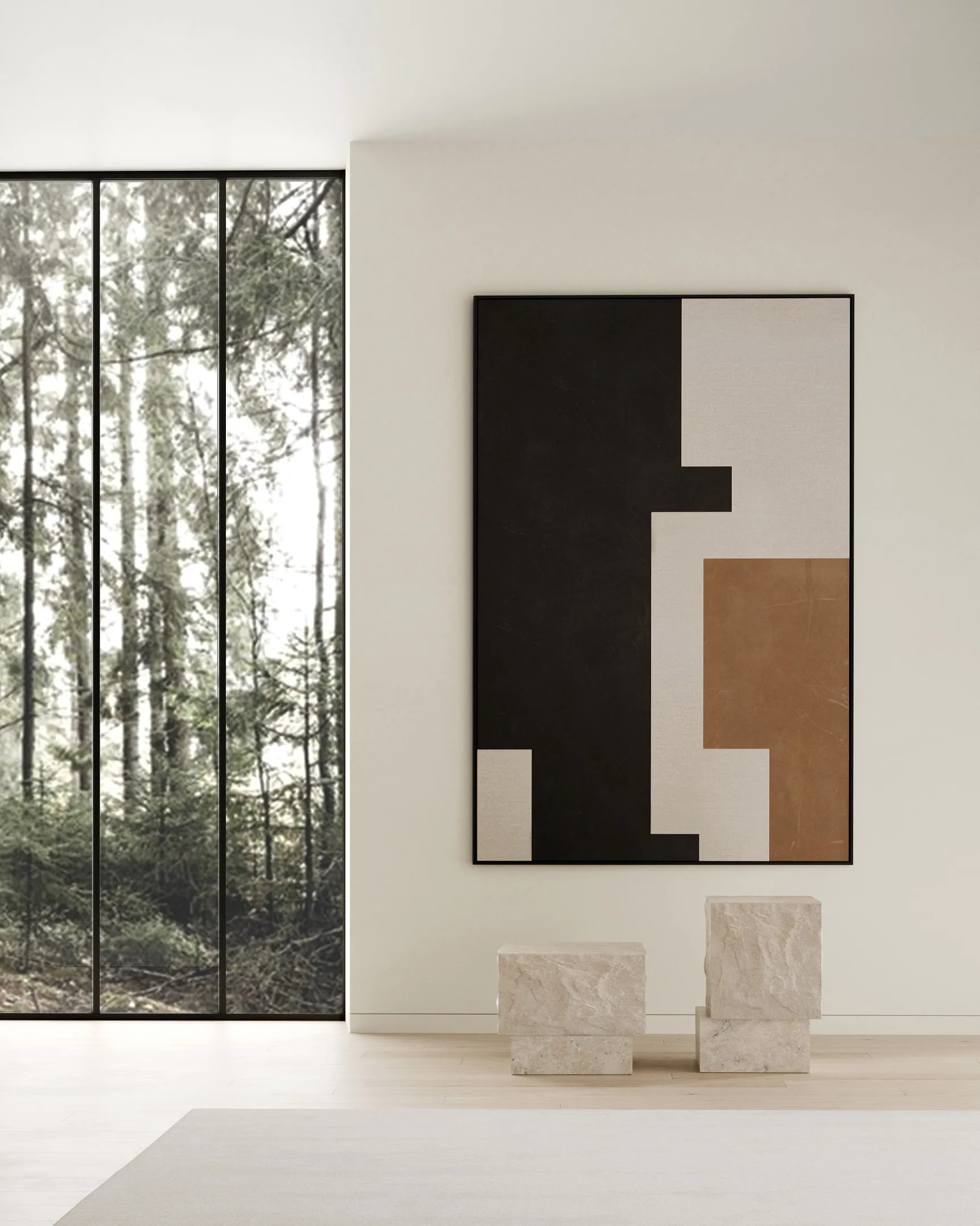 Temple side table low 42x40 cm, Chrome-limestone 101 Copenhagen