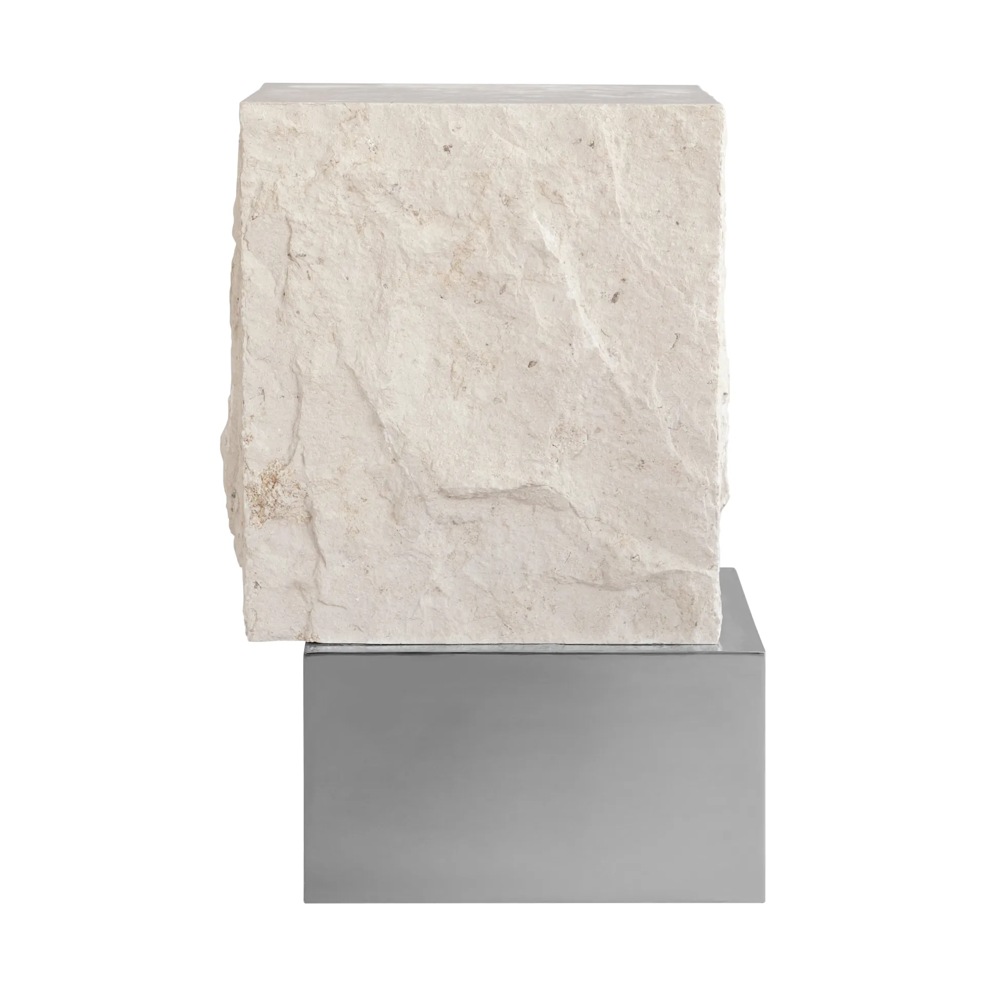 Temple side table tall 50x33 cm, Chrome-limestone 101 Copenhagen