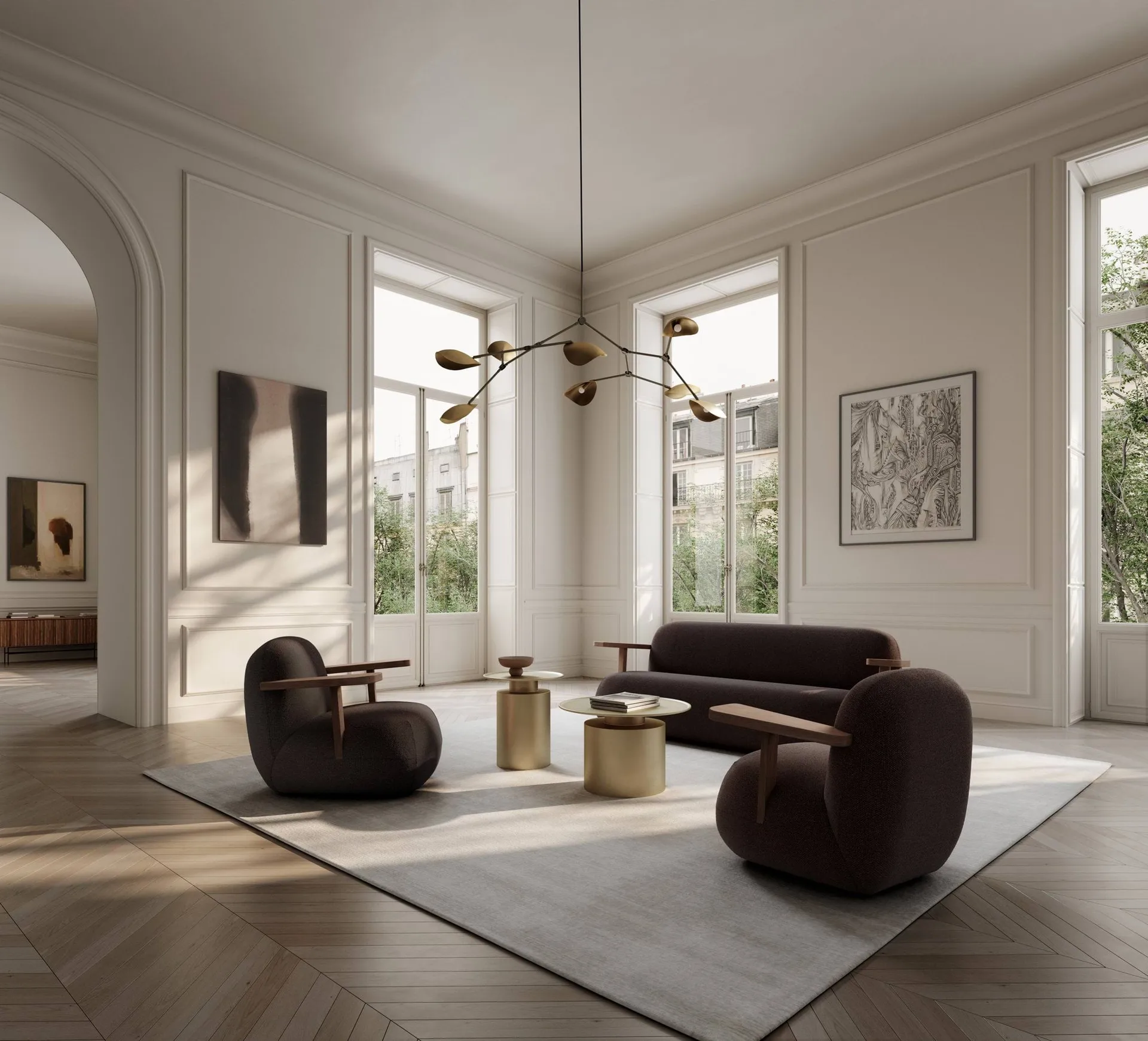 Toe chair armchair with armrests, Classic brown oak-dark brown 101 Copenhagen