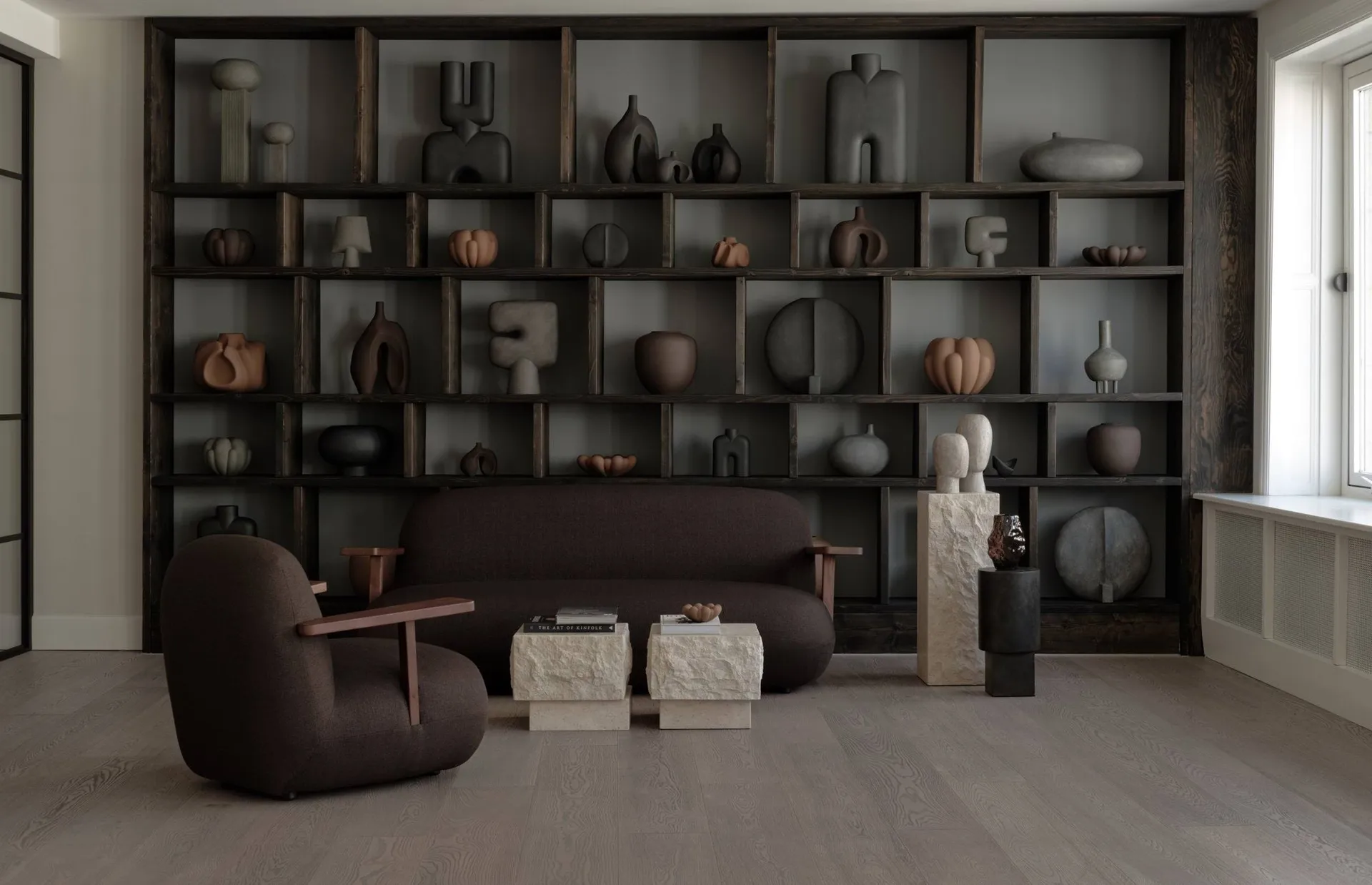 Toe chair armchair with armrests, Classic brown oak-dark brown 101 Copenhagen