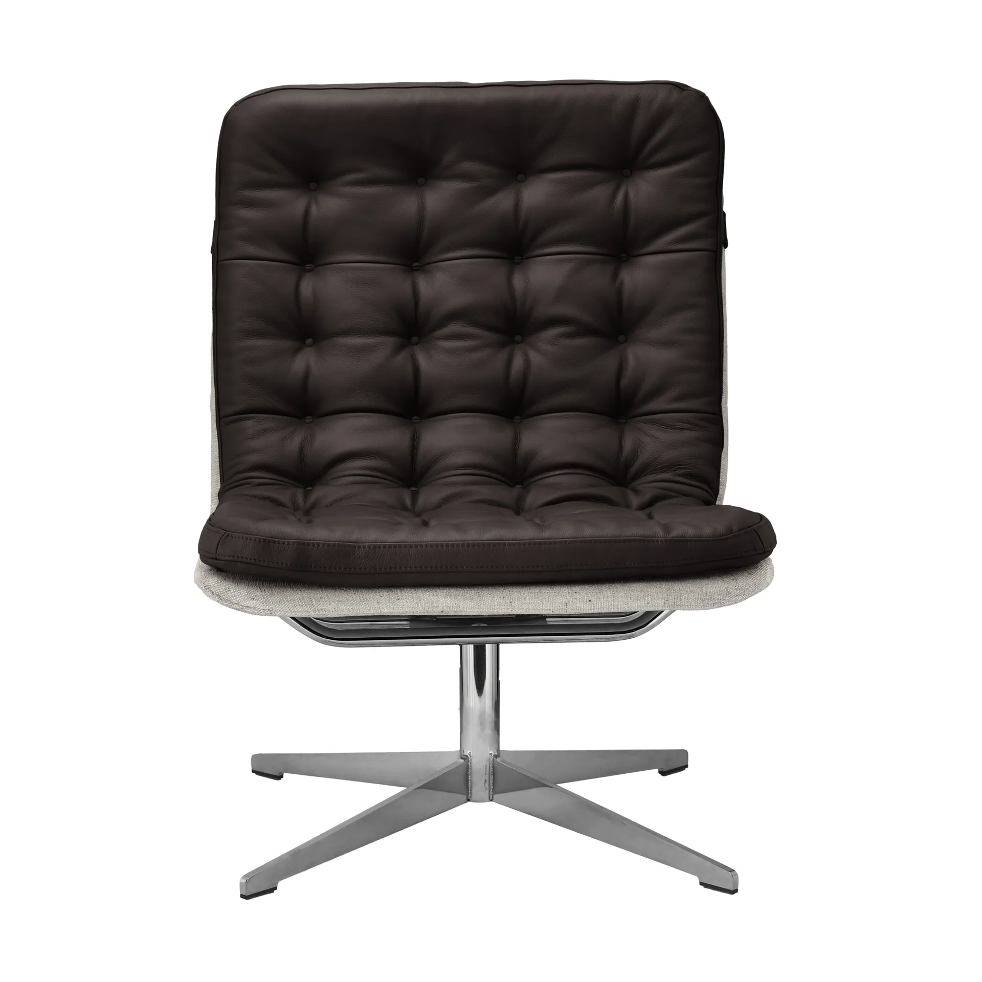 Loholm armchair with swivel function, Dark brown leather-Bern Beige 0341 1898
