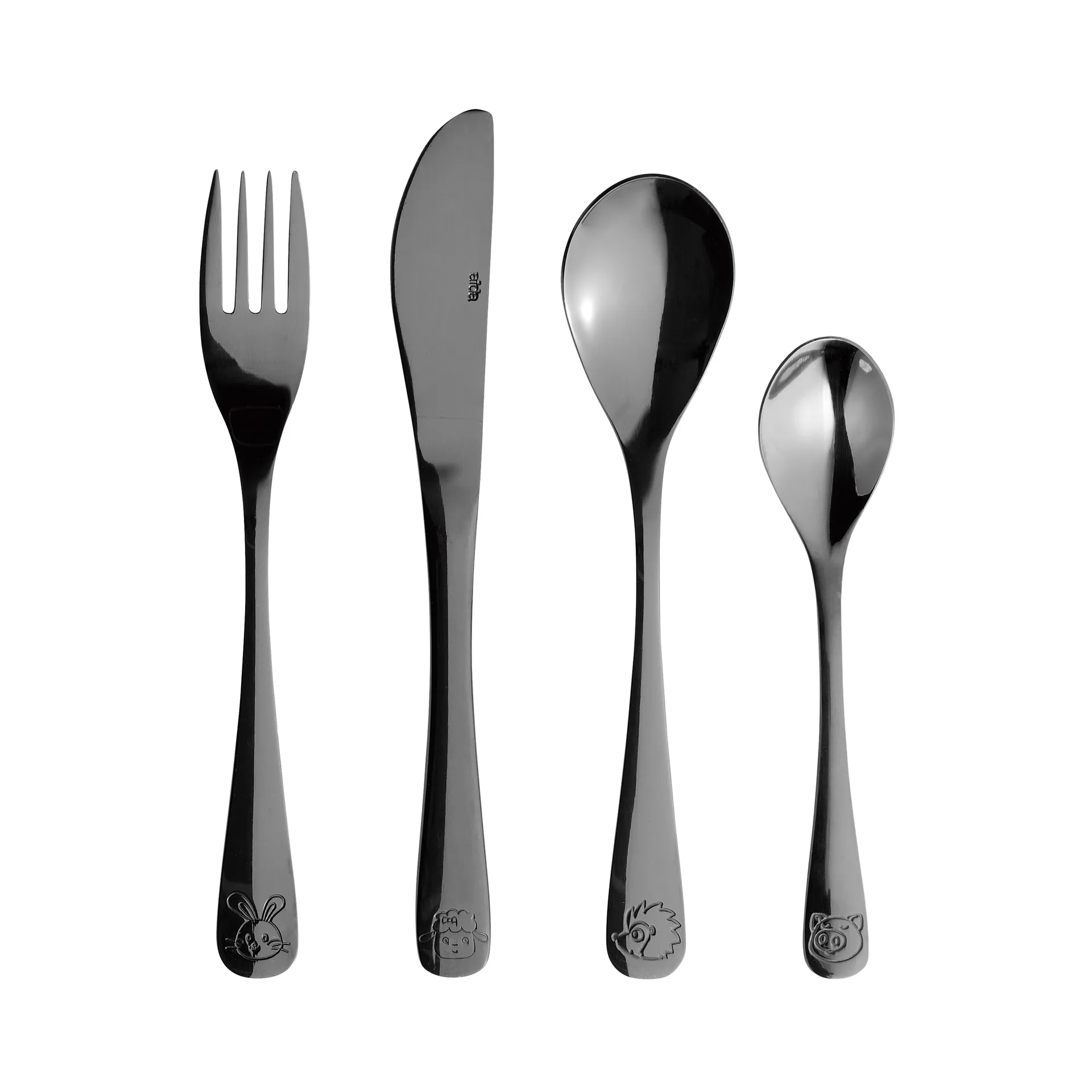 Aida children's cutlery 4 pieces, Black Aida