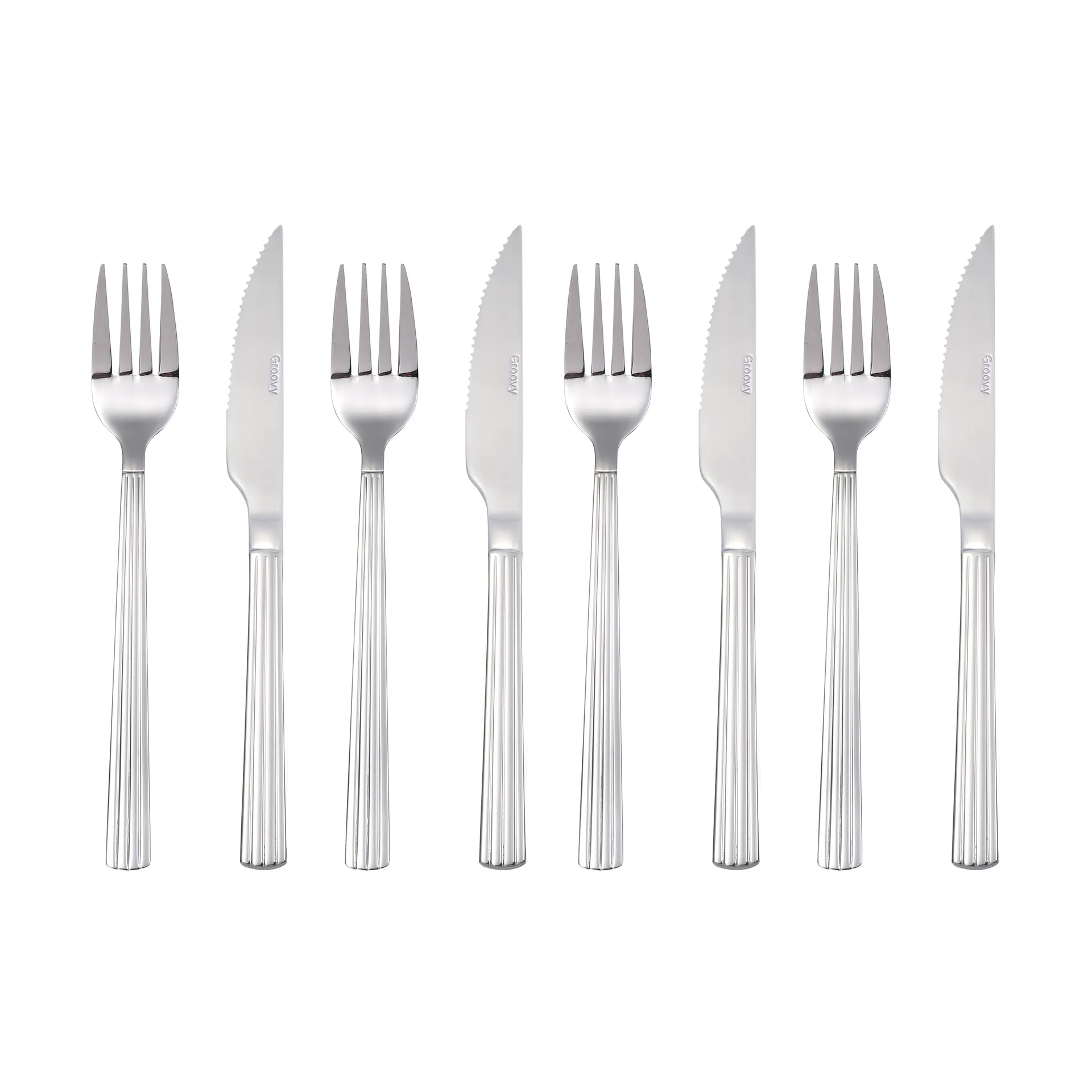 Groovy cutlery set 8 pieces, Stainless steel Aida