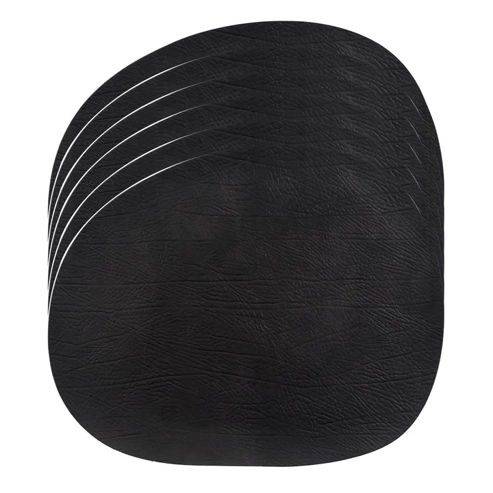 Raw leather placemats 6-pack - Black, 41x33,5 cm - Aida