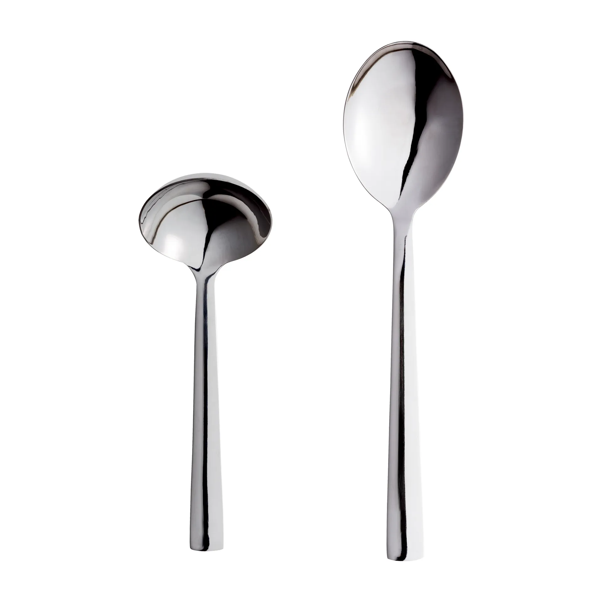 Raw serving spoon and ladle, Polished stainless steel Aida