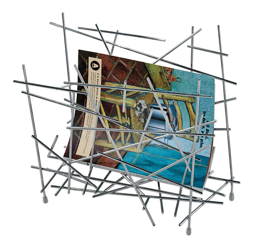 Blow up newsletter stand, stainless steel Alessi