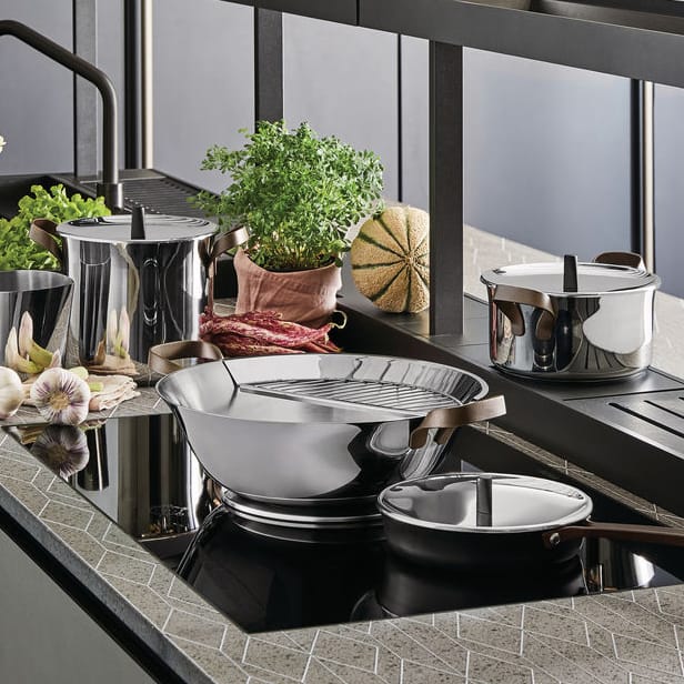 Edo pot set 4 pieces, stainless steel Alessi