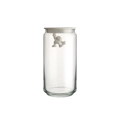 Gianni glass jar with lid 140 cl 10.5x20.5 cm, White Alessi