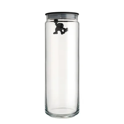 Gianni glass jar with lid 200 cl 10.5x30.5 cm, Black Alessi
