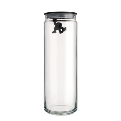Gianni glass jar with lid 200 cl 10.5x30.5 cm - Black - Alessi