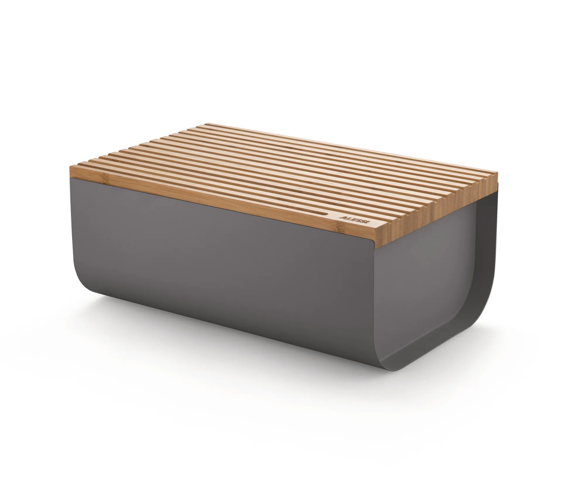 Mattina bread bin 34 cm, Dark grey-bamboo Alessi