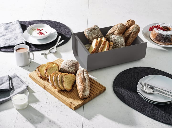 Mattina bread bin 34 cm, Dark grey-bamboo Alessi