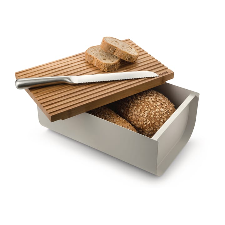 Mattina bread bin 34 cm, Warm grey-bamboo Alessi