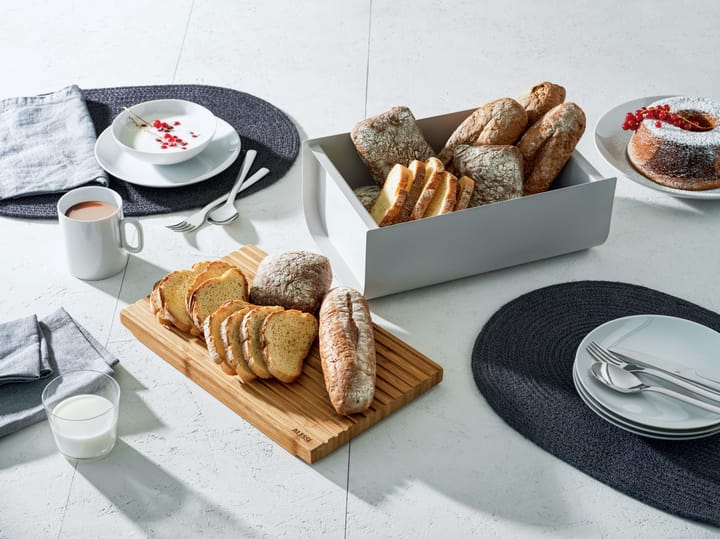 Mattina bread bin 34 cm, Warm grey-bamboo Alessi