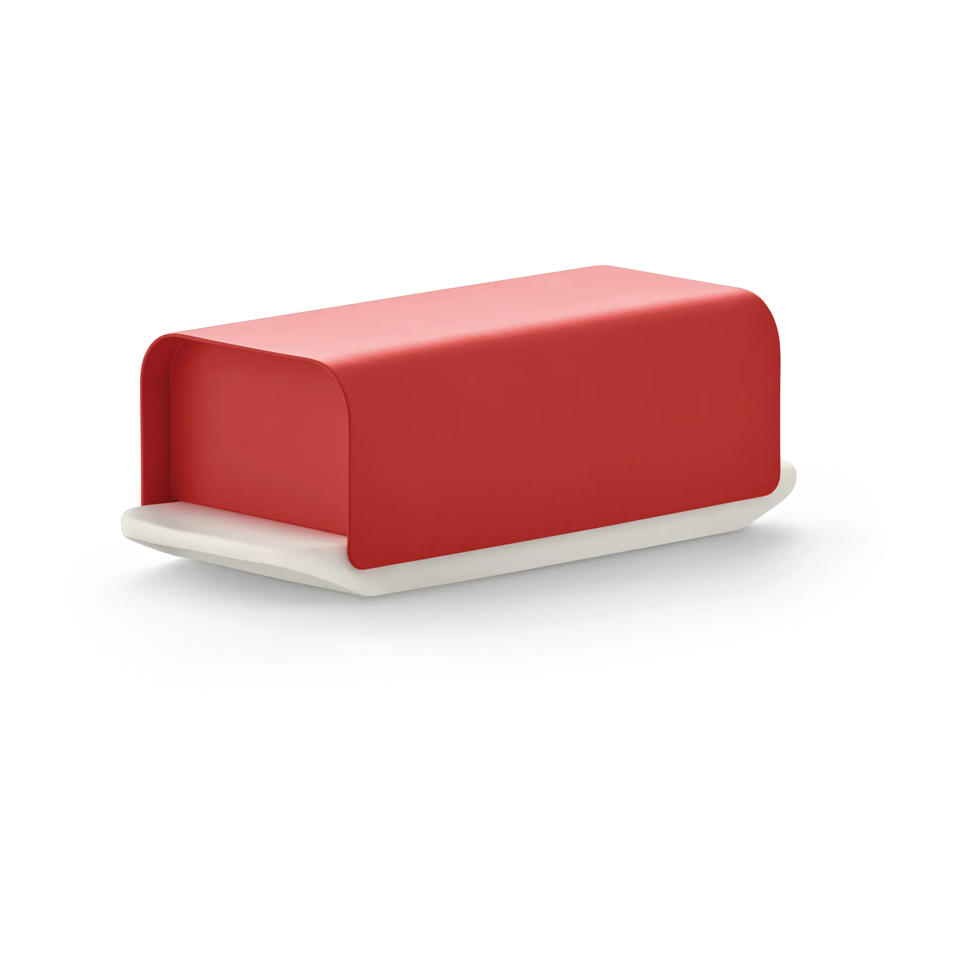 Mattina butter dish 9.5x21 cm, Red-stainless steel Alessi