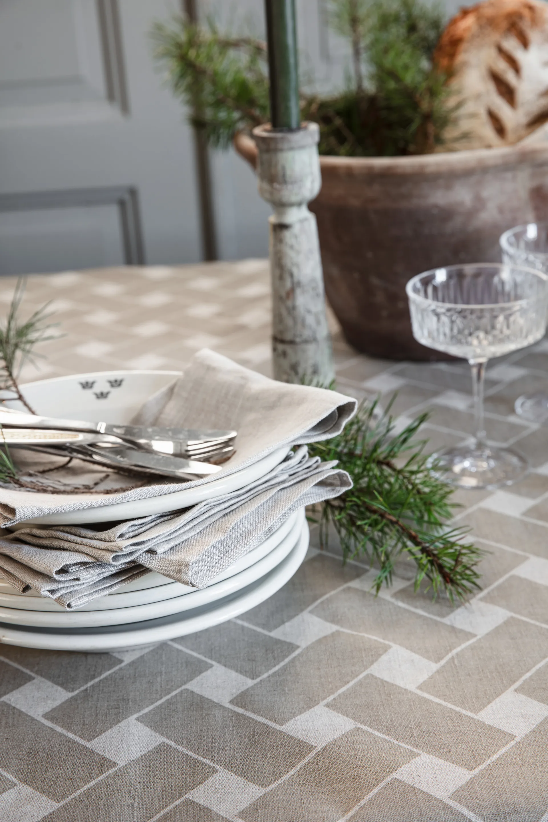 Korg XL Tablecloth 145x250 cm, Nature taupe Almedahls