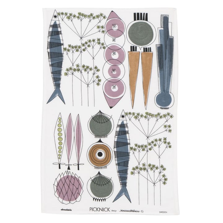 Picknick kitchen towel - blue/pink - Almedahls