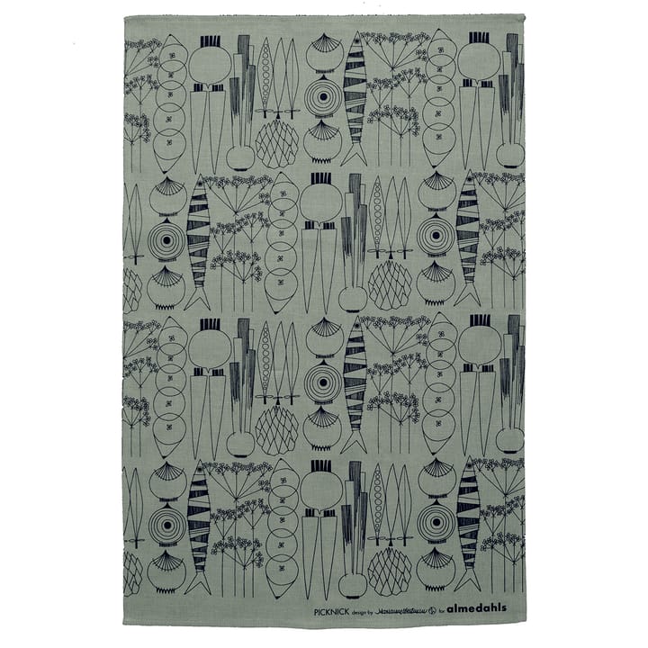 Picknick kitchen towel, green-grey-black Almedahls