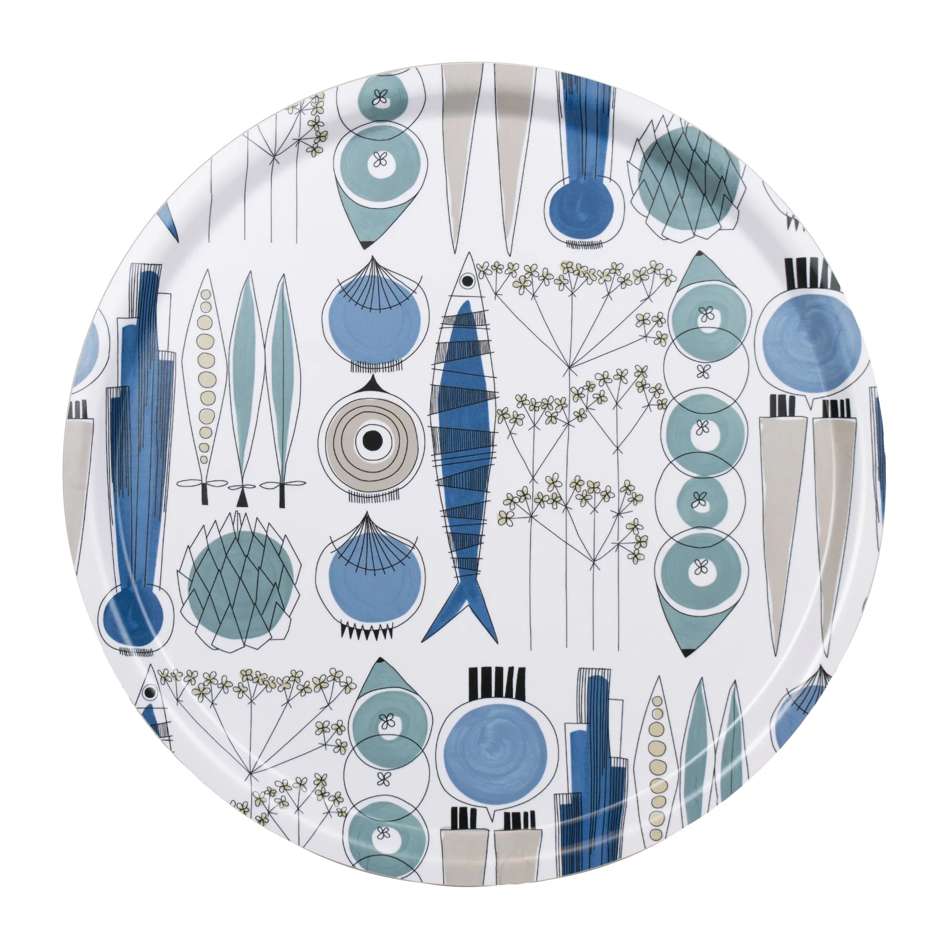 Picknick tray Ø38 cm, Blue-beige Almedahls