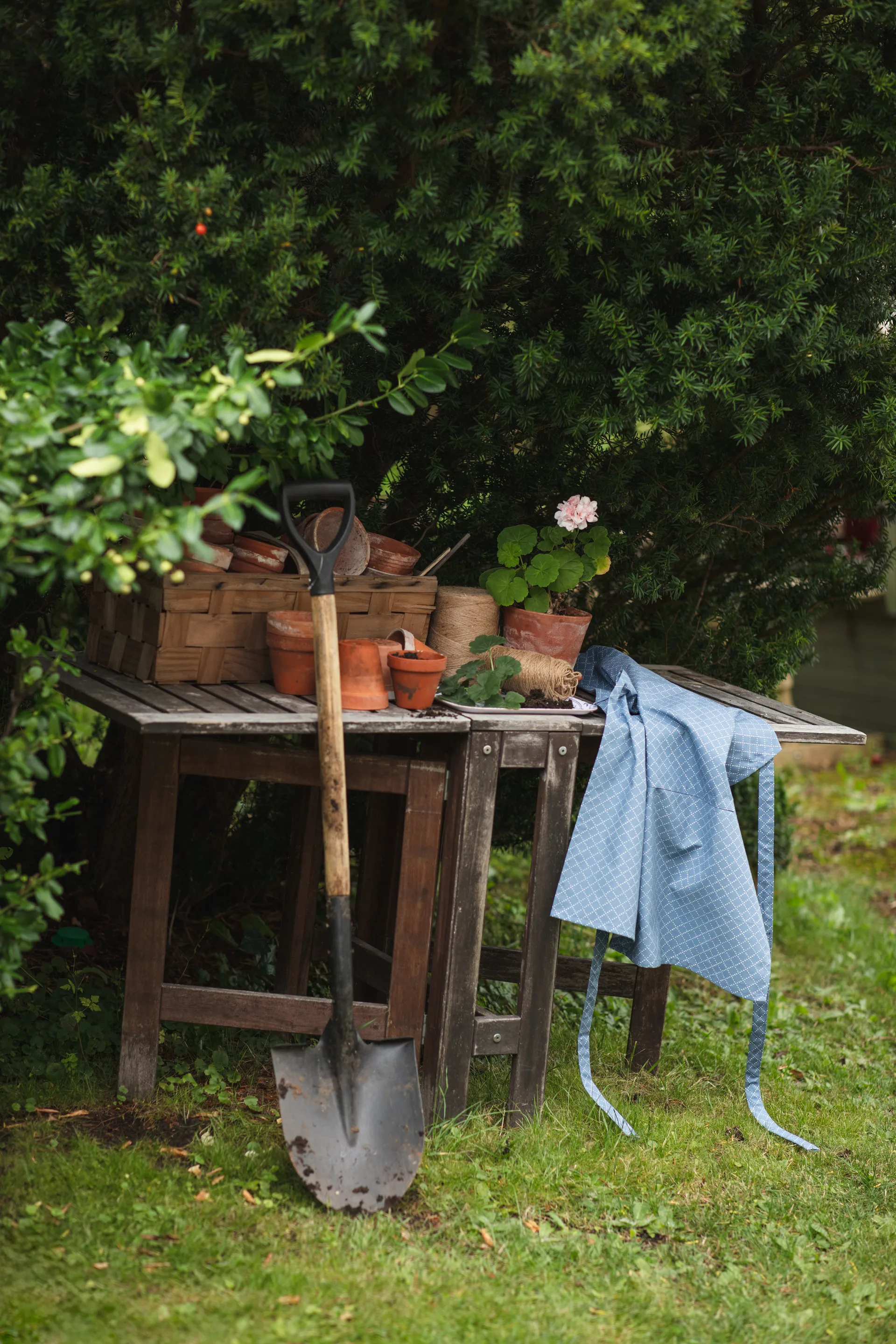Polka dot apron, Blue Almedahls