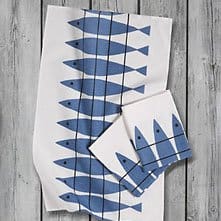 Sill kitchen towel - white-blue - Almedahls