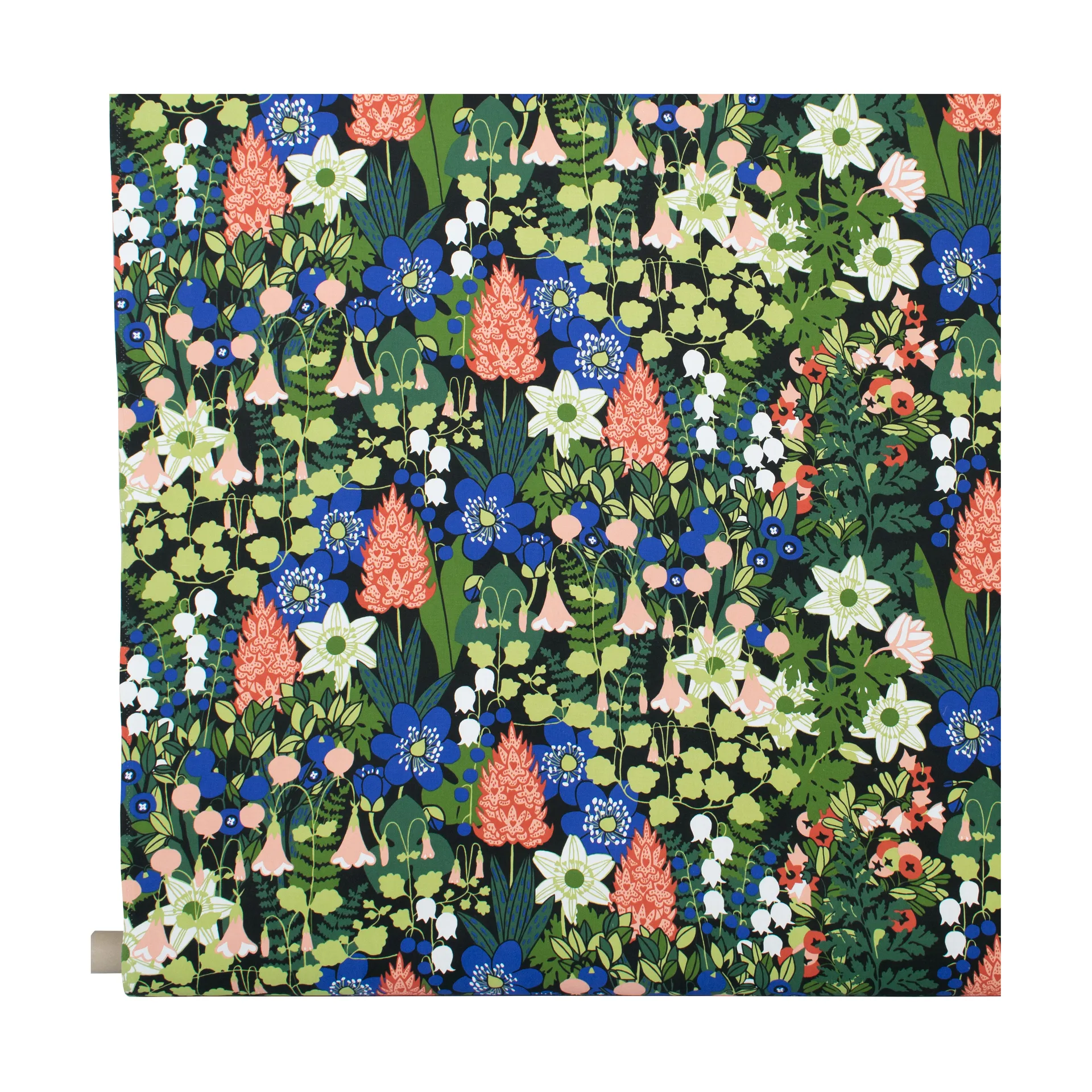 Skogen fabric, Black-green-pink Almedahls