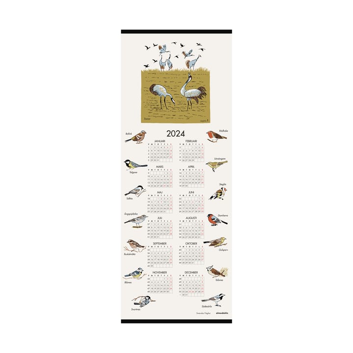 Swedish bird calender 2024 - 35x90 cm - Almedahls