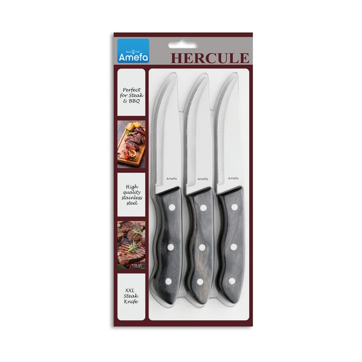 Hercule Grill knife XXL 3-pack, Black Amefa