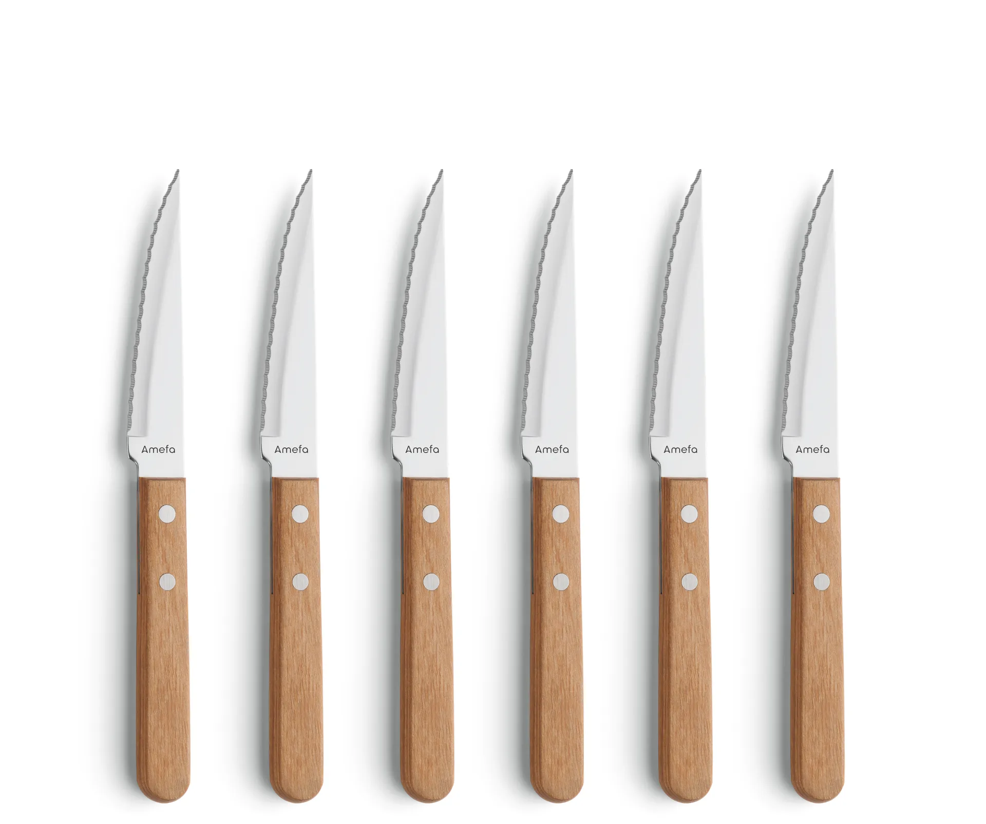 Pizza grill knife 6-pack, Oak Amefa