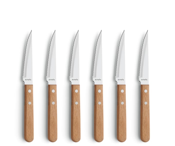 Pizza grill knife 6-pack, Oak Amefa