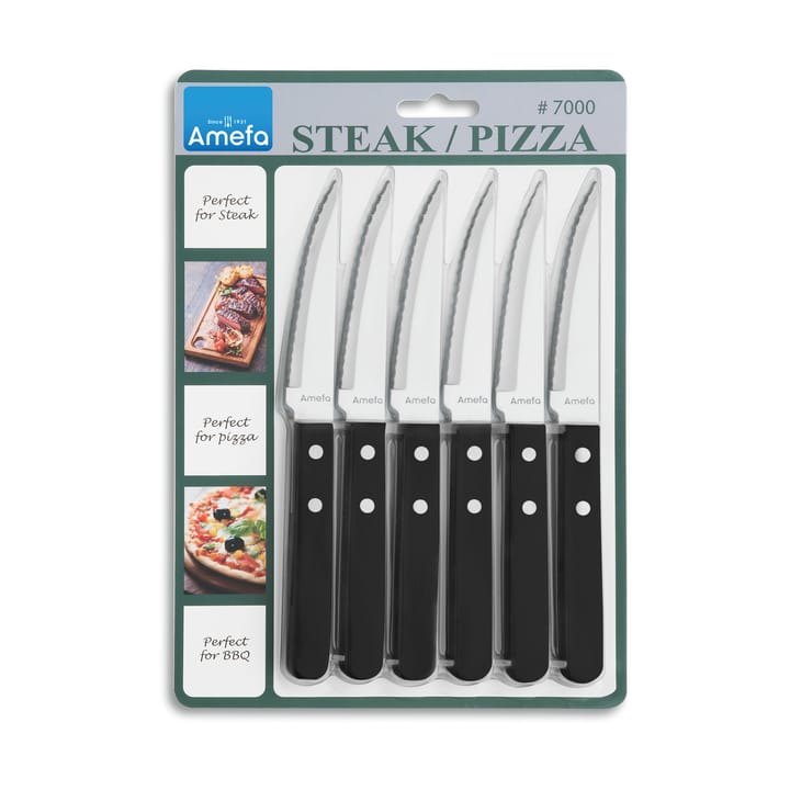 Pizza Noir Barbecue knife 6-pack, Black Amefa