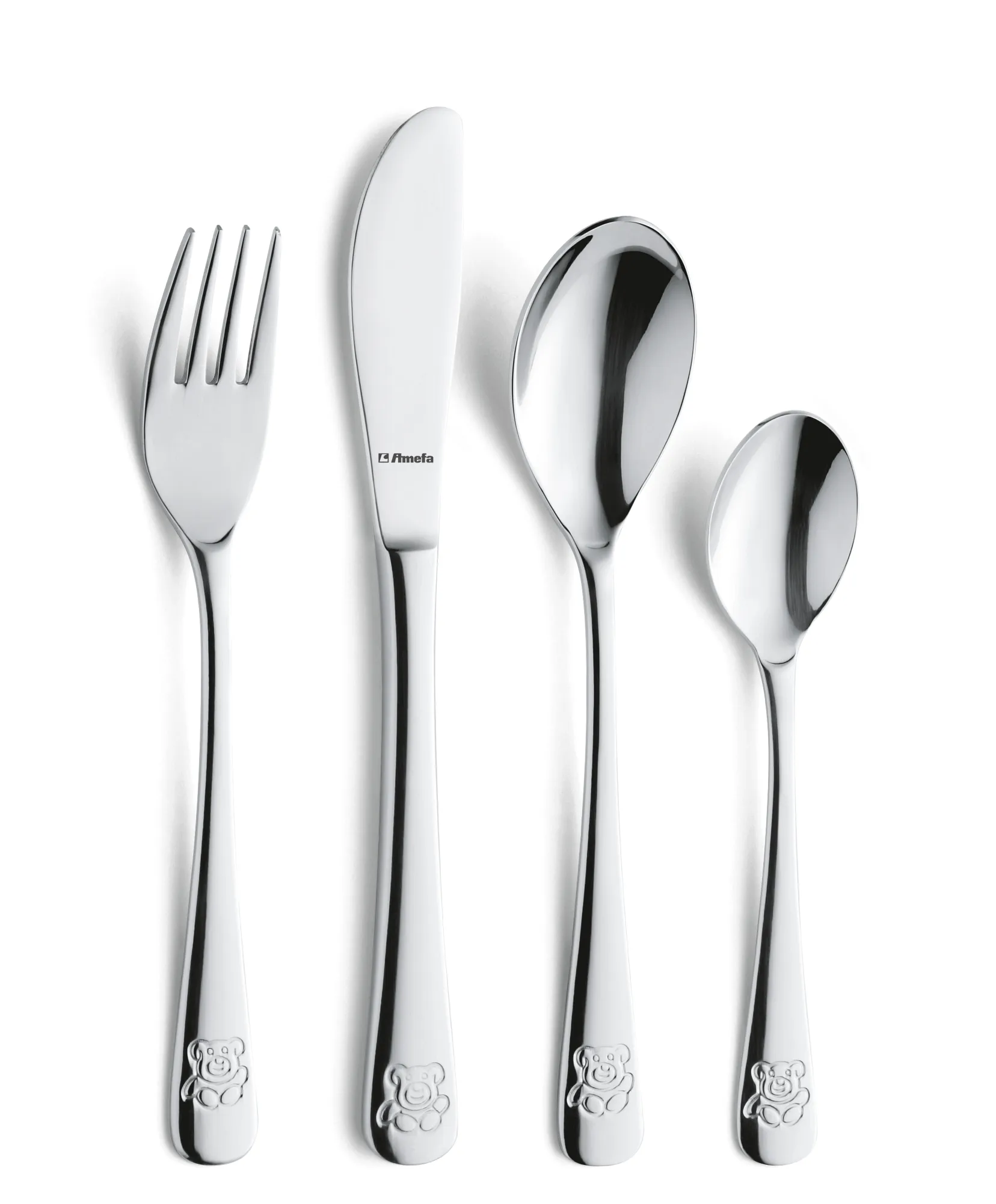 Teddy children's cutlery 4 pieces, Stainless steel Amefa