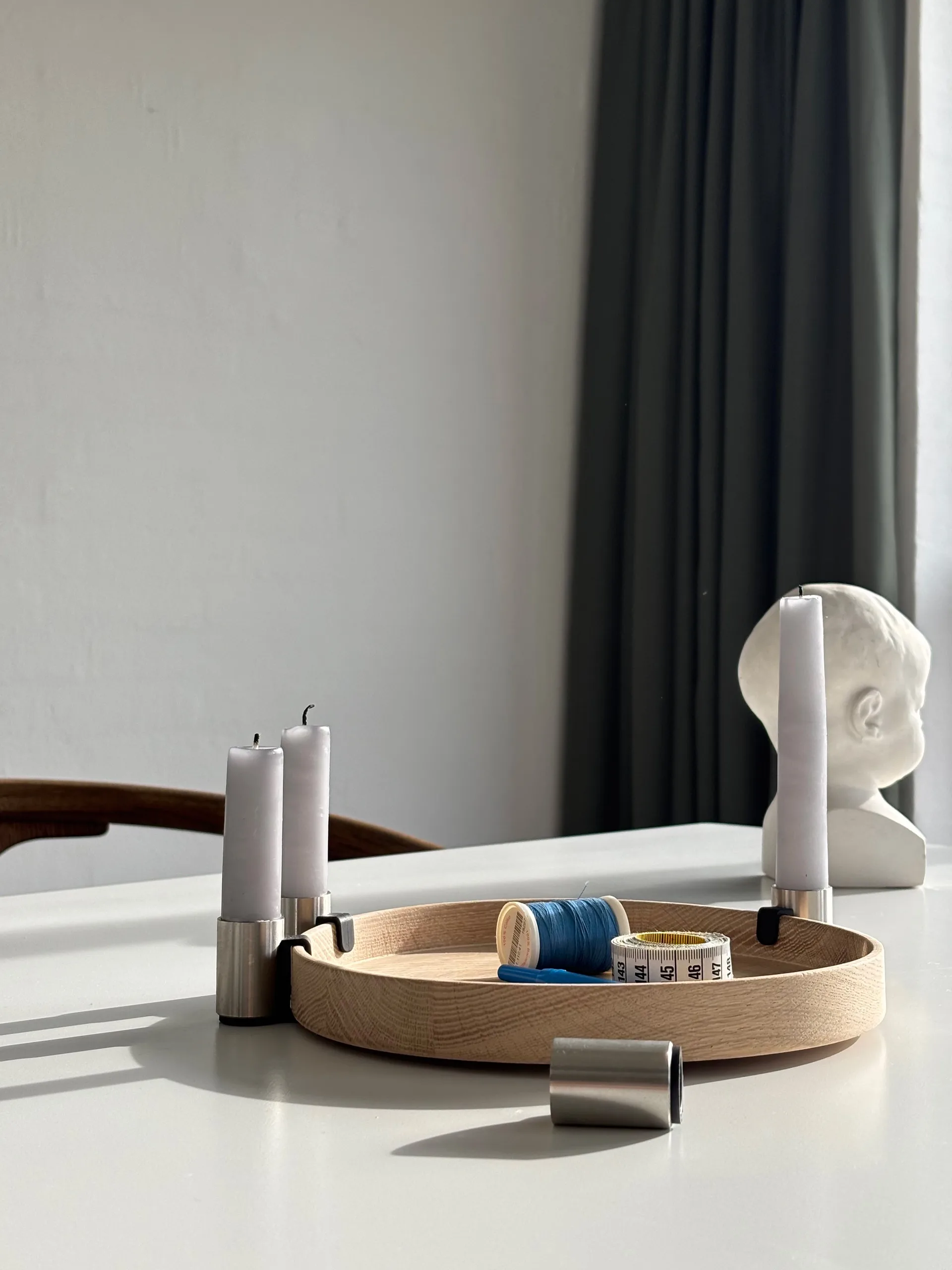 Luna advent candle holder Ø27 cm, Oak-steel Applicata