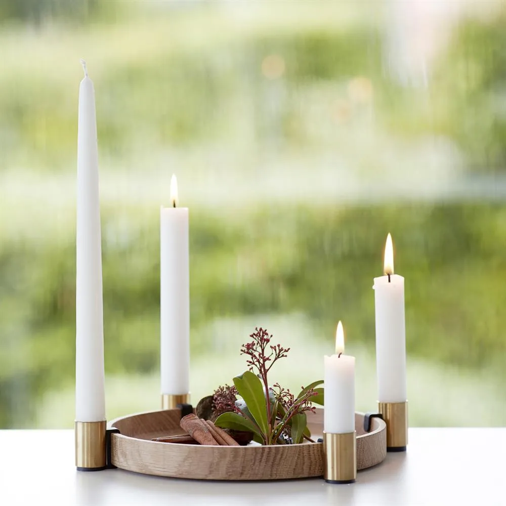 Luna advent candle holder, oak-brass Applicata