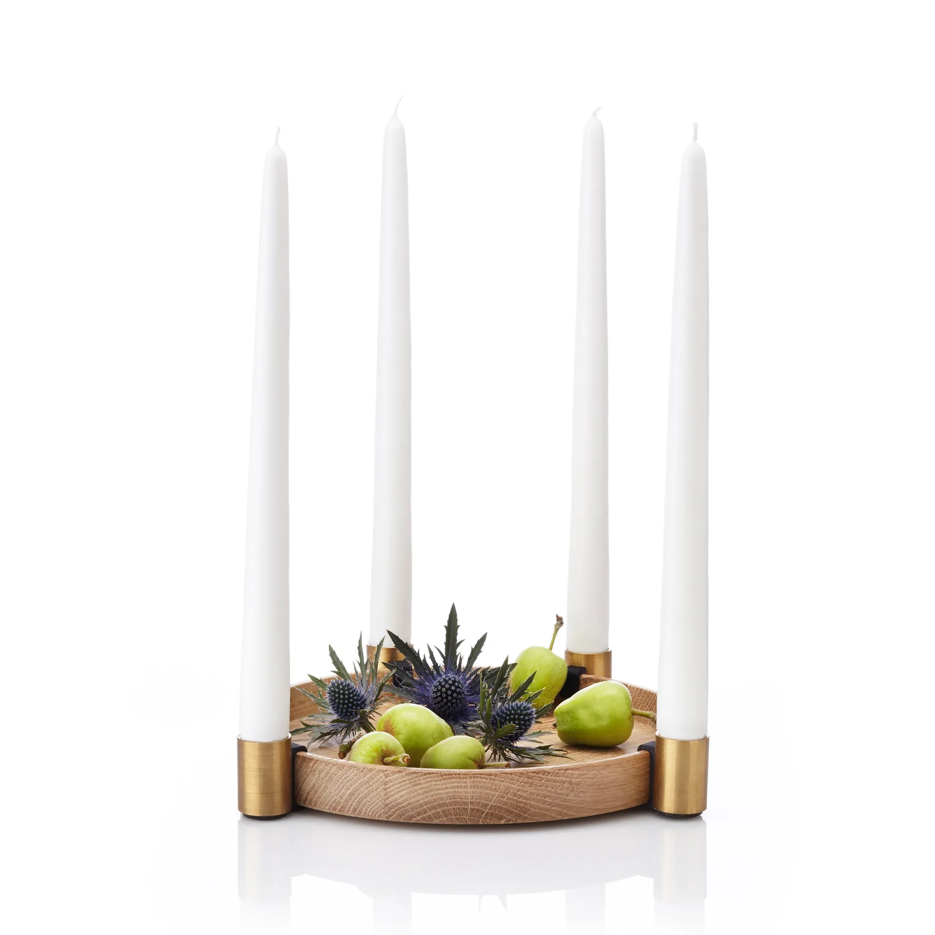 Luna advent candle holder, oak-brass Applicata