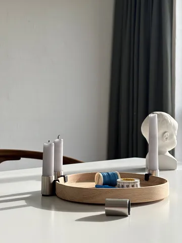 Luna Candle Holder Ø27 cm - Oak-steel - Applicata