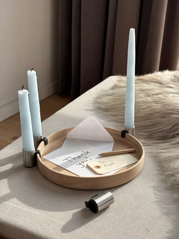 Luna Candle Holder Ø27 cm - Oak-steel - Applicata