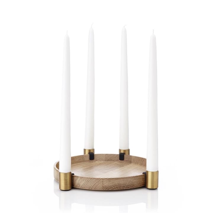 Luna candleholder, oak-brass Applicata