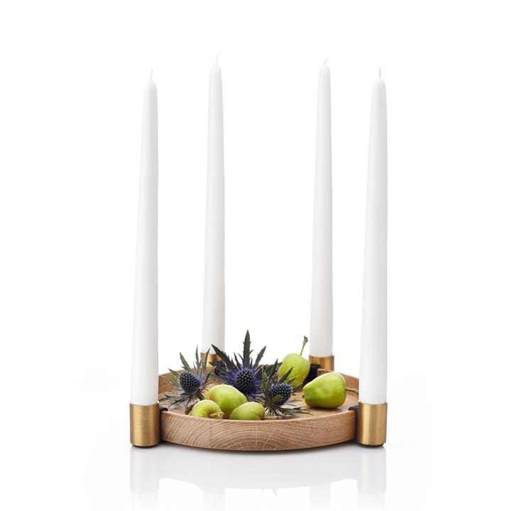 Luna candleholder, oak-brass Applicata