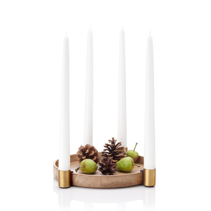 Luna candleholder, oak-brass Applicata