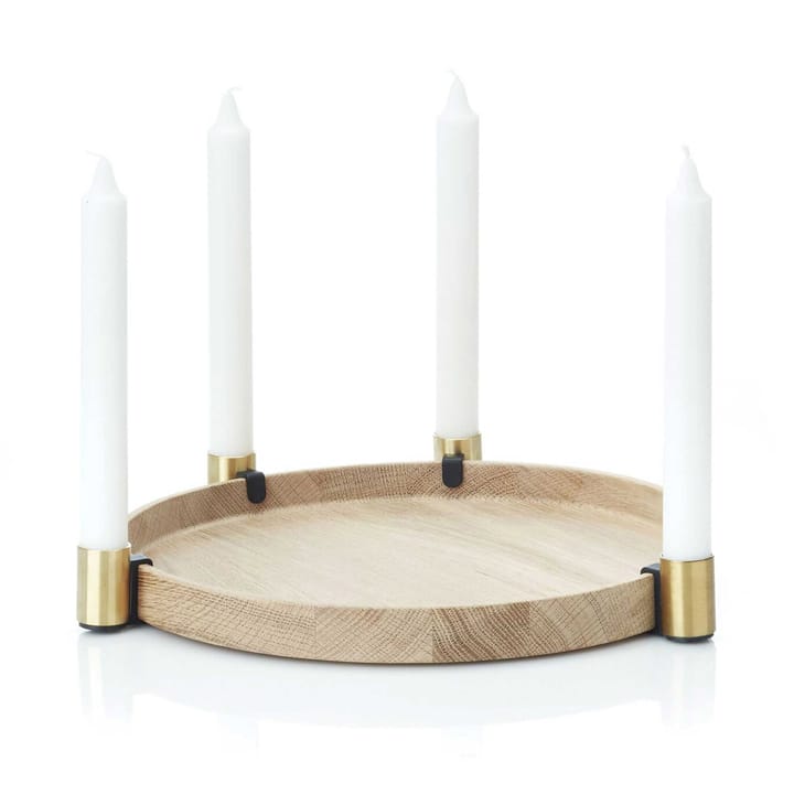 Luna maxi candle sticks, oak-brass Applicata