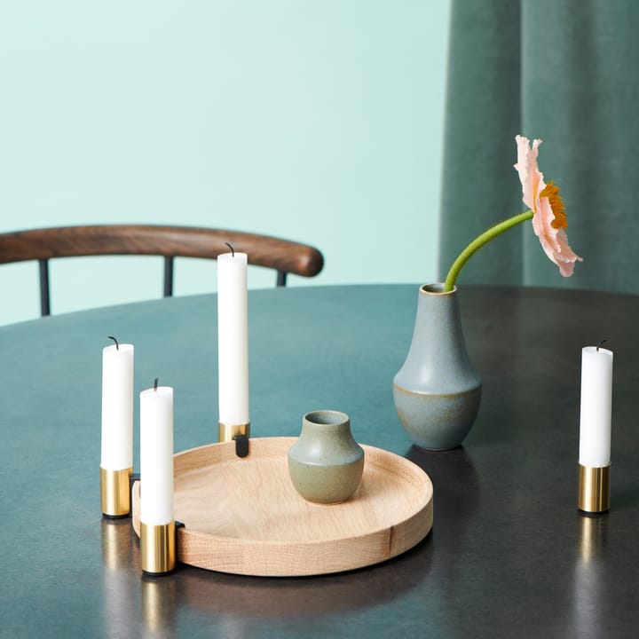 Luna maxi candle sticks, oak-brass Applicata